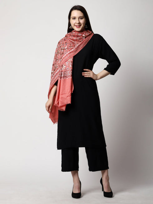 Women's Aari Embroidery Wool Shawl